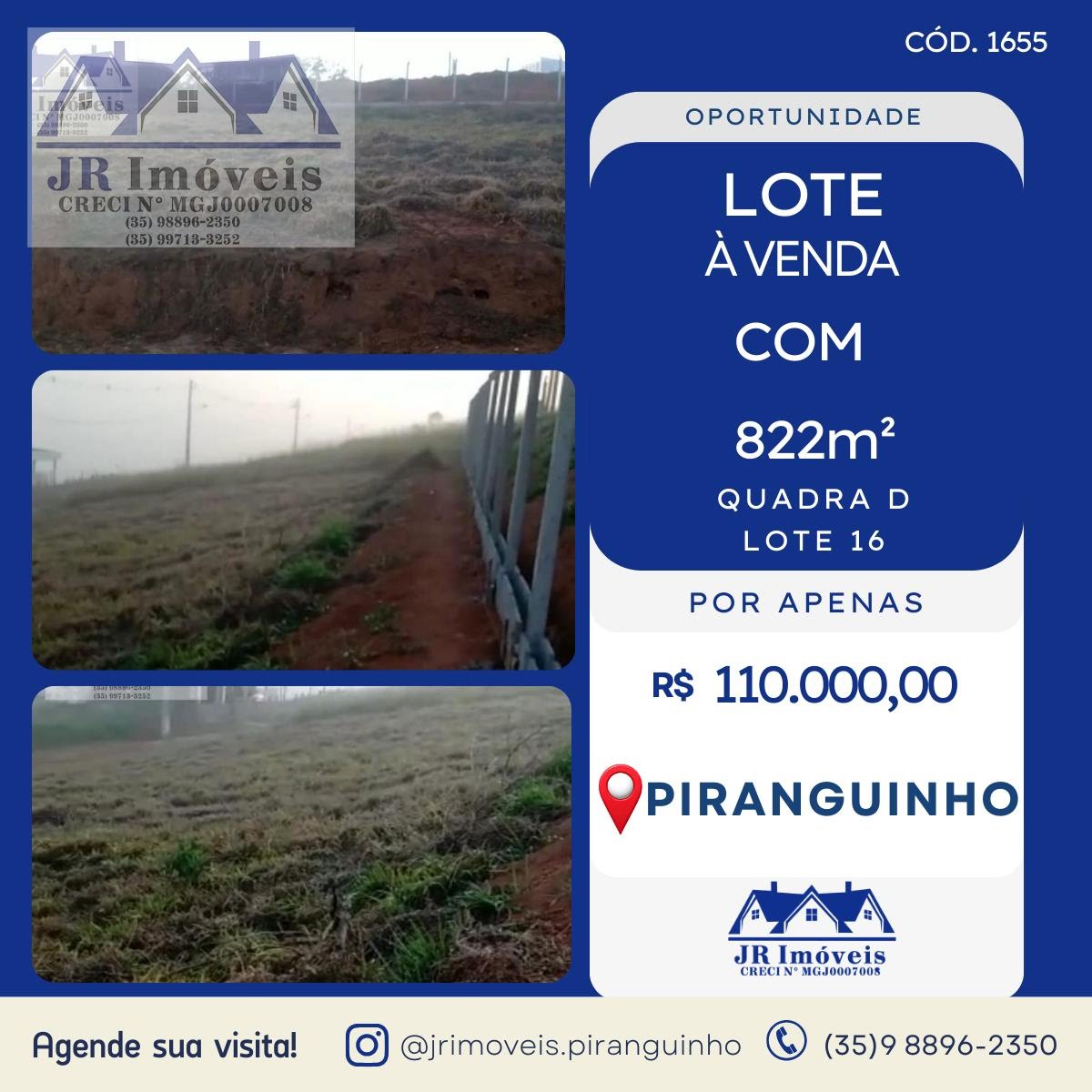 Terreno à venda com 822m² de terreno no Bairro Laje, Piranguinho — foto principal