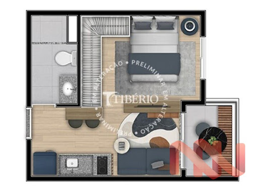 Planta 01 - 1 dorm 25 78m² - studio