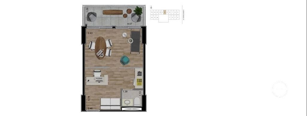 Planta 01 - 31m² - sala