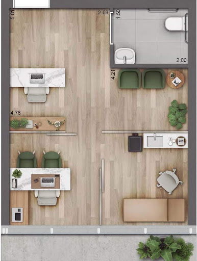 Planta 01 - 31,35m² - sala