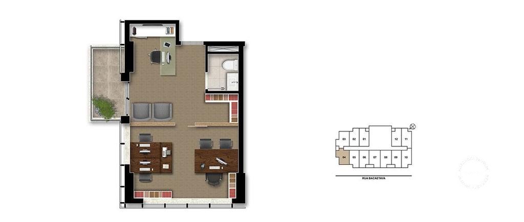 Planta 01 - 34m² - sala comercial