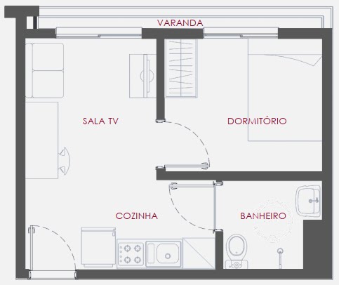 Planta 02 - 1 dorm 27 77m²