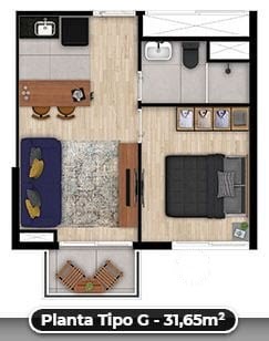 Planta 01 - 1 dorm 31 65m²