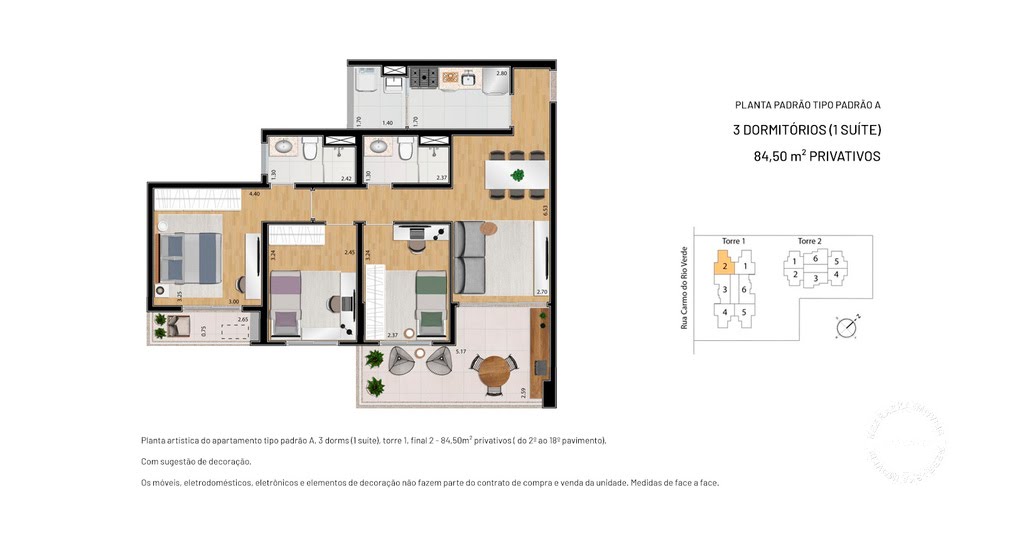 Planta 04 - 3 dorm 84 50m²