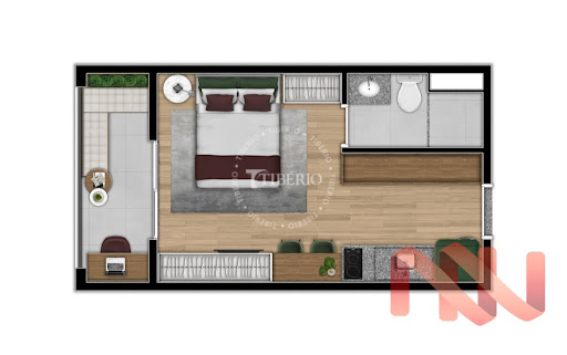 Planta 01 - 24 35m² - studio