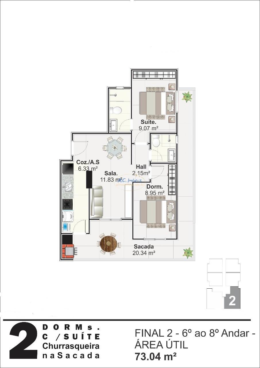 Apartamento à venda com 2 quartos, 1 suíte, 1 vaga e 64m² no Nova Mirim, Praia Grande (SP) — foto 25 de 30