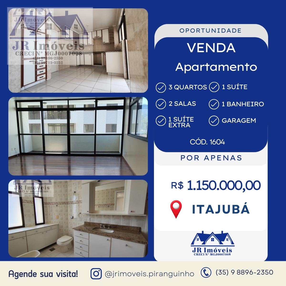 Apartamento à venda com 3 quartos, 1 banheiro e 1 vaga no Pinheirinho, Itajubá — foto principal