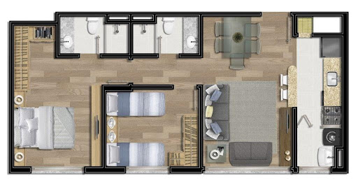 Planta 04 - 2 dorm 60m²