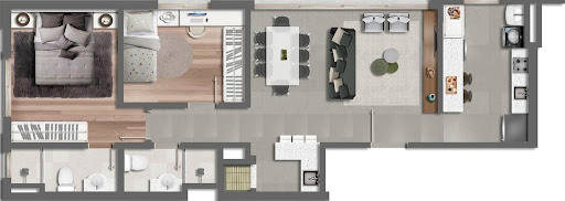 Planta 02 - 2 dorm 69 33m²