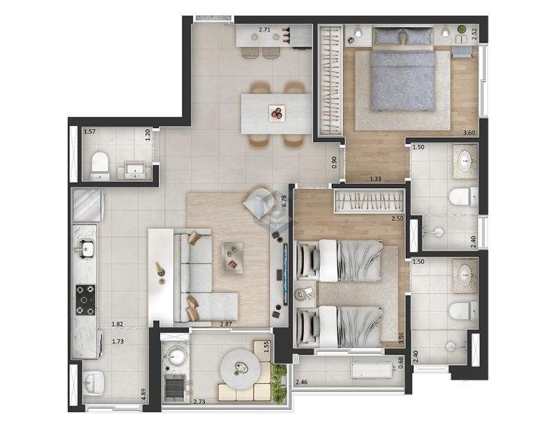 74m²