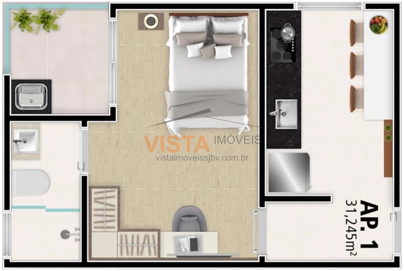 Apartamento para alugar com 1 quarto, 1 banheiro, 1 vaga e 31m² no Parque Alvorada, São João da Boa Vista (SP) — foto 14 de 19