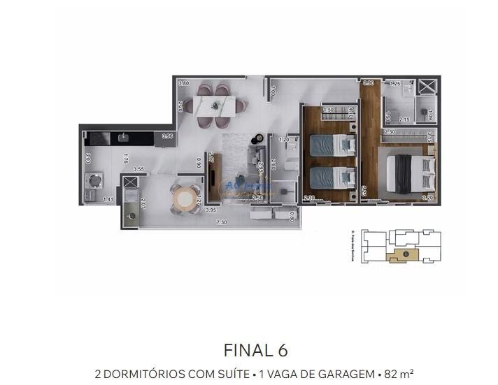 Apartamento à venda com 2 quartos, 1 suíte, 1 vaga e 71m² no Guilhermina, Praia Grande (SP) — foto 7 de 27