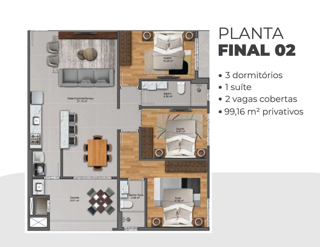 Apartamento à venda com 2 quartos, 1 suíte, 1 vaga e 76m² no Pedra Branca, Palhoça (SC) — foto 18 de 21