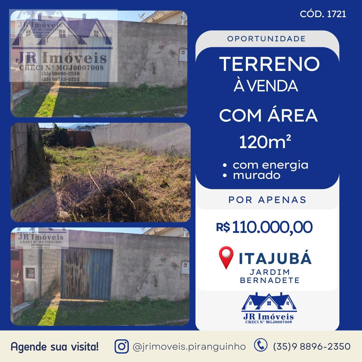Terreno à venda com 120m² de terreno no Jardim Bernadete, Itajubá — foto principal