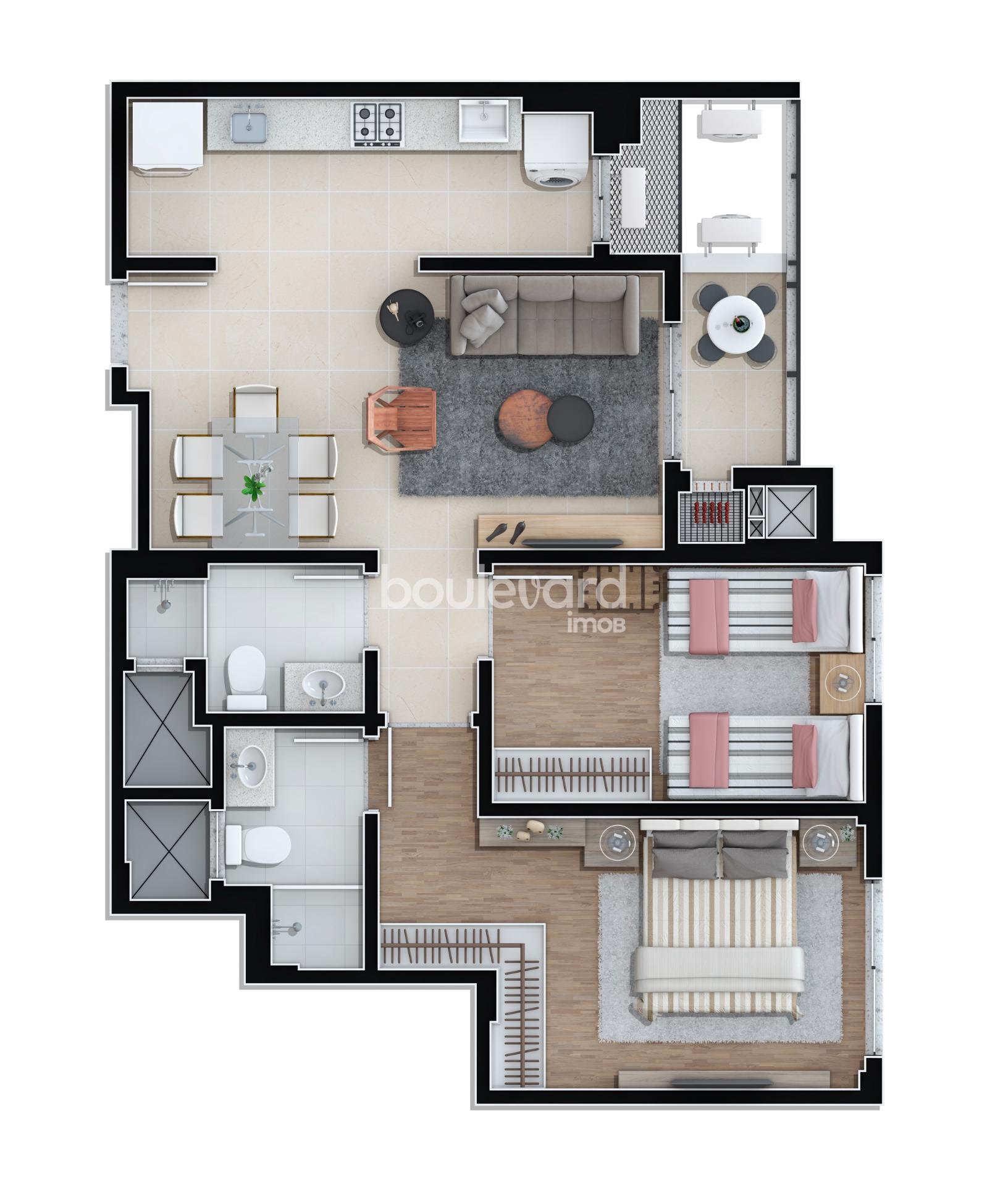 Apartamento à venda com 2 quartos, 1 suíte, 1 vaga e 64m² no Barreiros, São José (SC) — foto 11 de 14