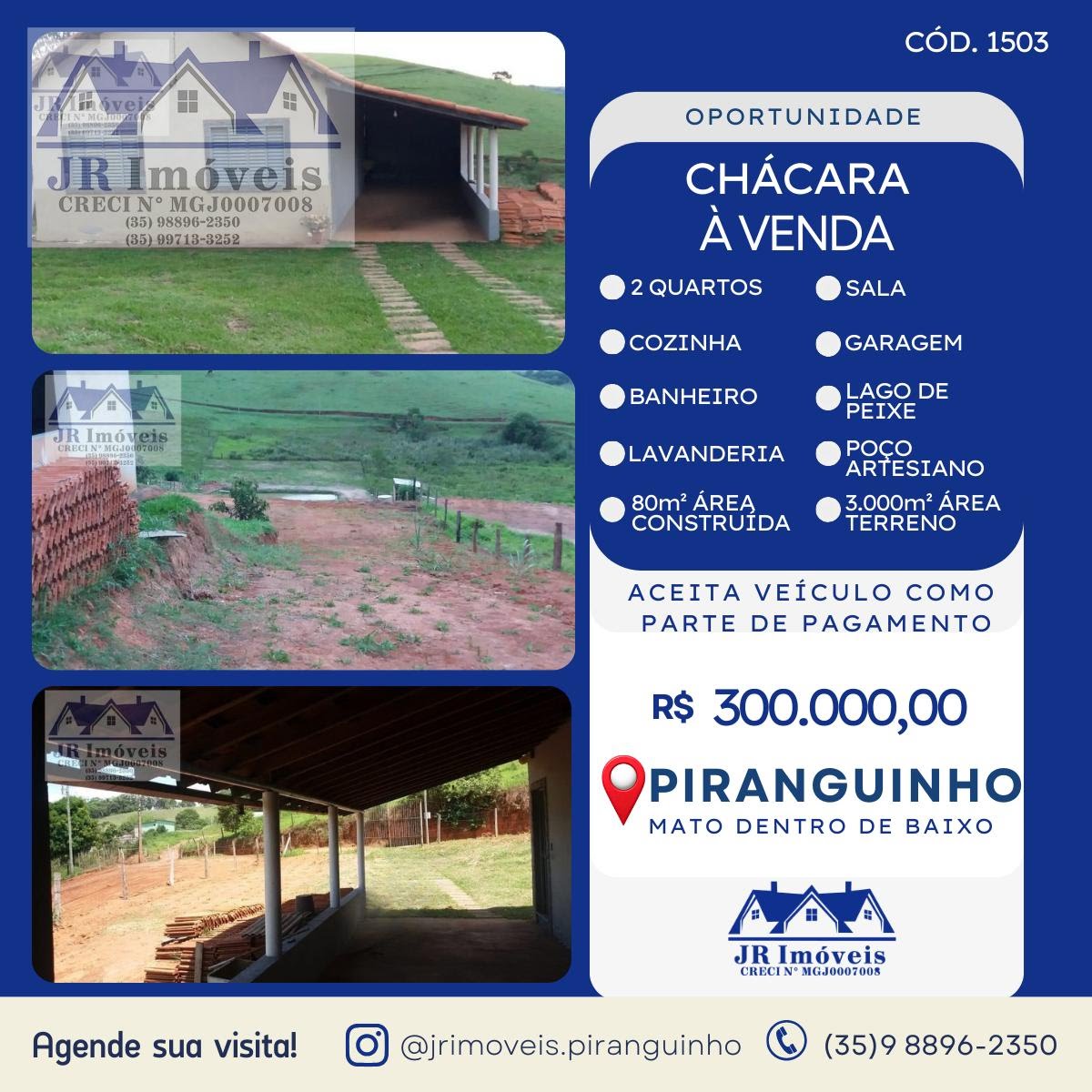 Rural à venda com 3000m² de terreno no Mato Dentro de Baixo, Piranguinho — foto principal