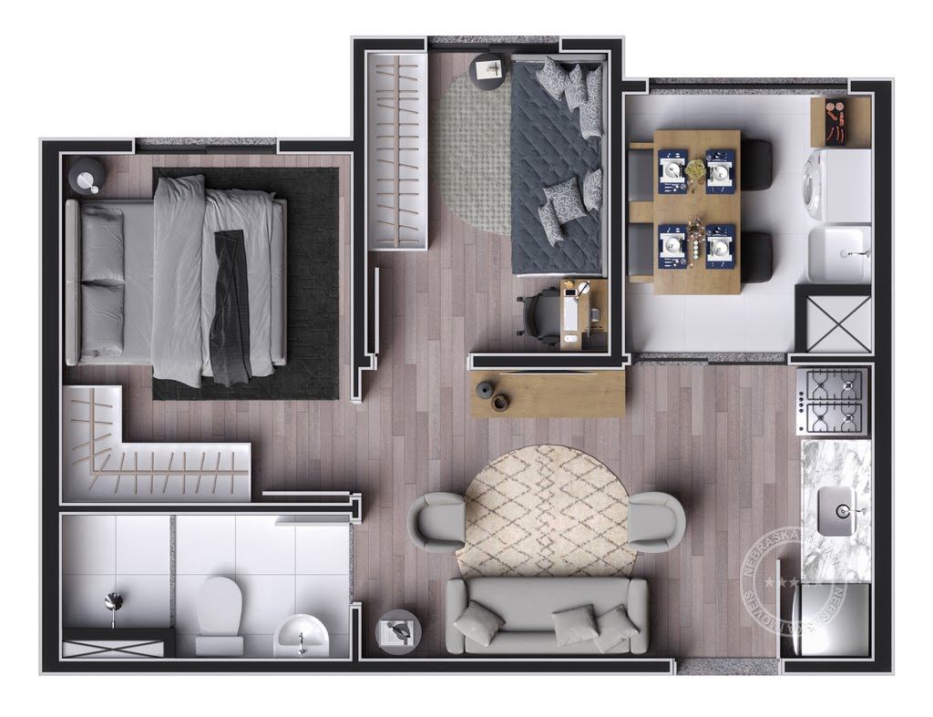 Planta 02 - 2 dorm 36,80m²