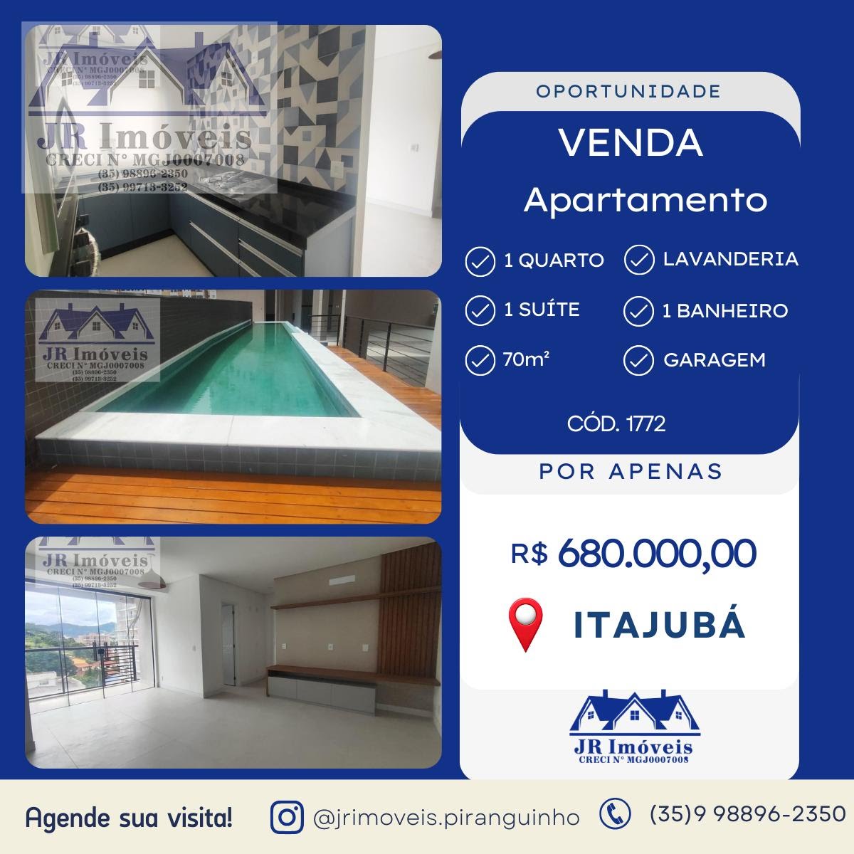 Apartamento à venda com 2 quartos, 1 banheiro, 1 vaga e 70m² no Centro, Itajubá — foto principal