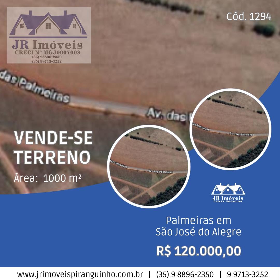 Terreno à venda com 1000m² de terreno no Palmeiras, São José do Alegre — foto principal