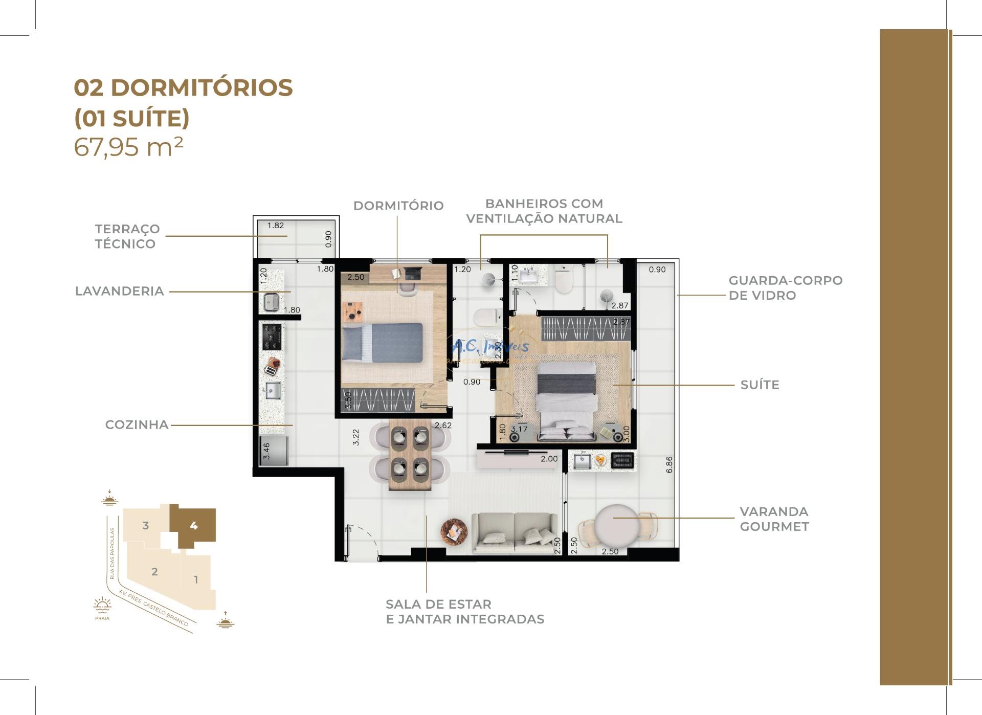 Apartamento à venda com 2 quartos, 1 suíte, 1 vaga e 68m² no Real, Praia Grande (SP) — foto 2 de 13