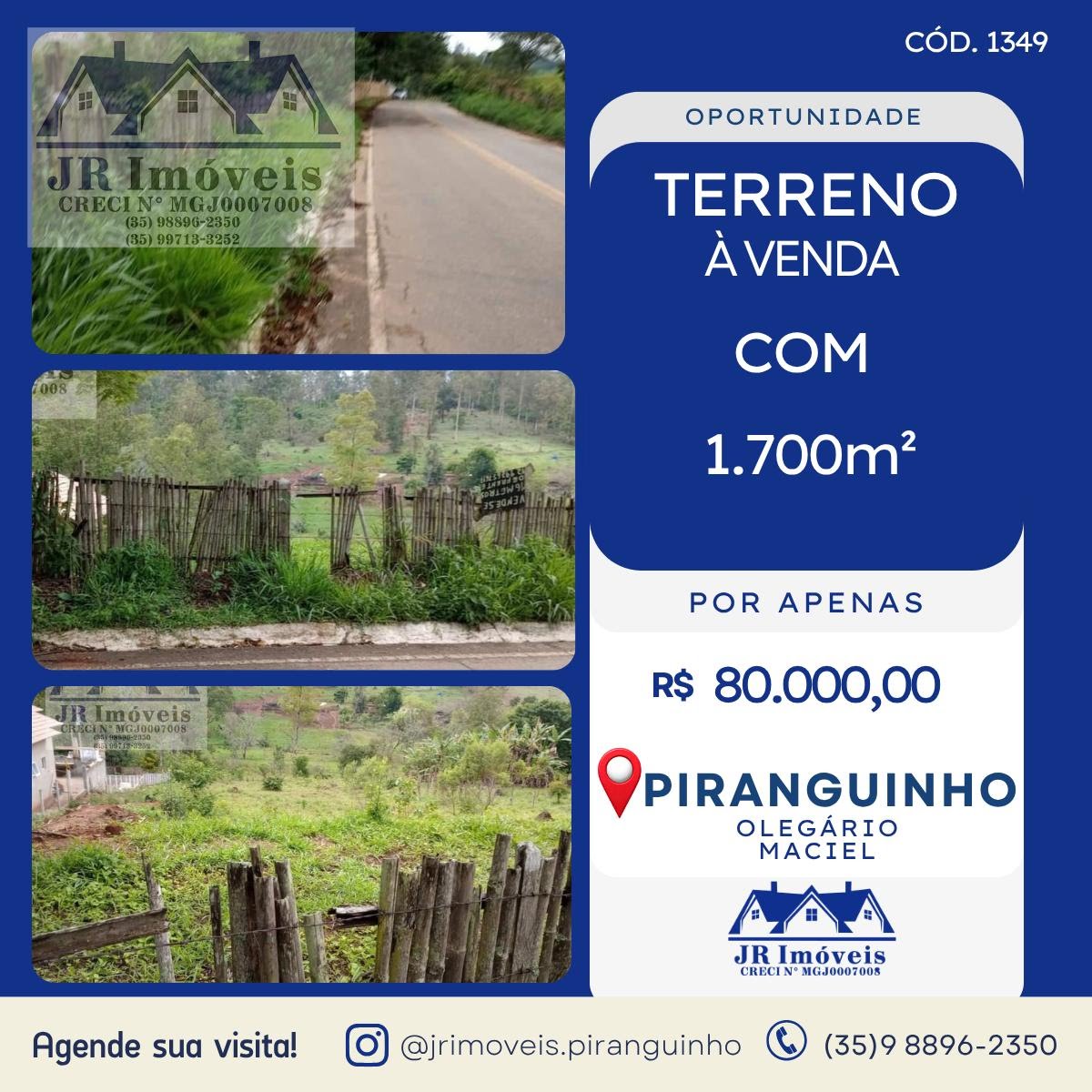 Terreno à venda com 1700m² de terreno no Olegario Maciel, Piranguinho — foto principal