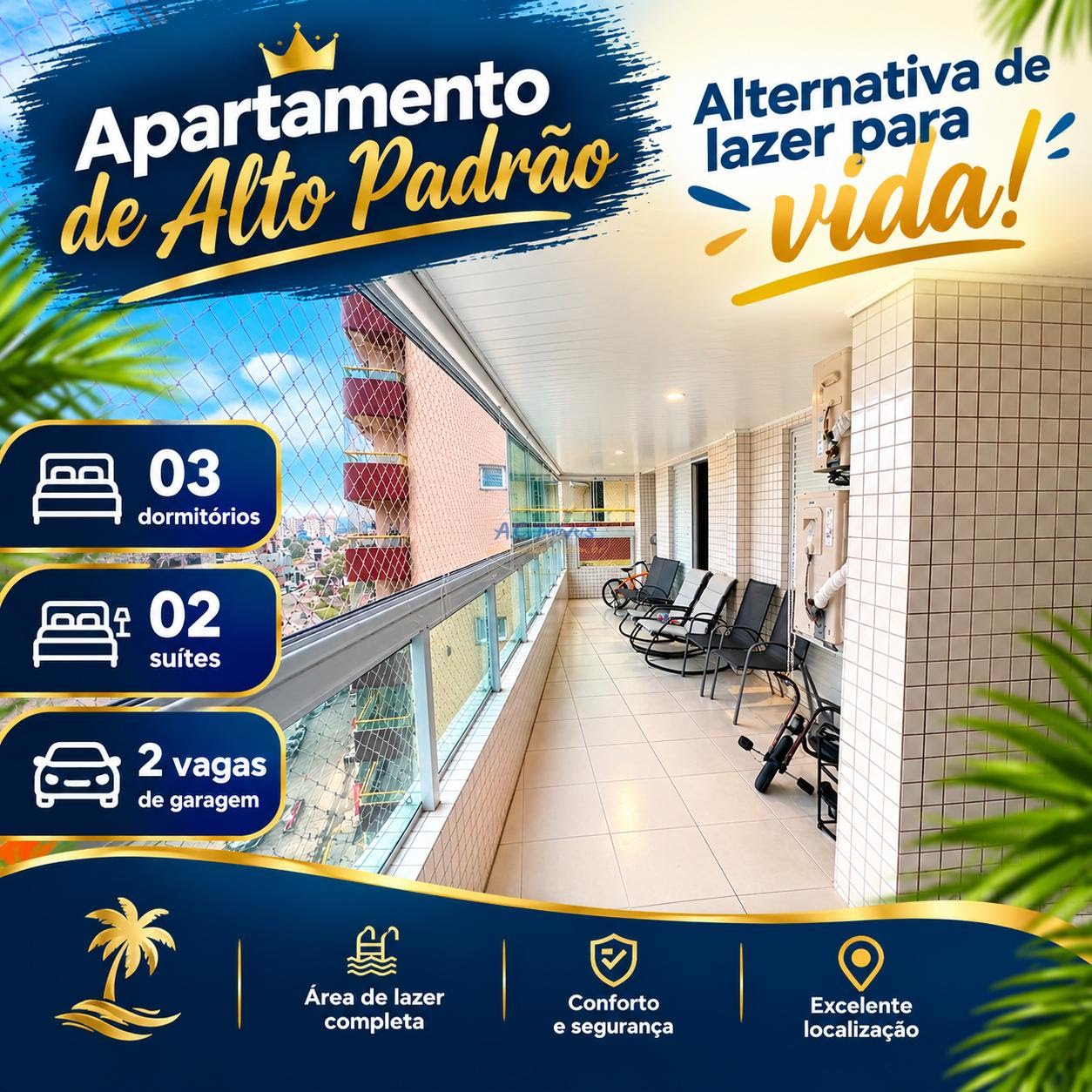Apartamento à venda com 3 quartos, 4 banheiros, 2 vagas e 139m² no Guilhermina, Praia Grande — foto principal