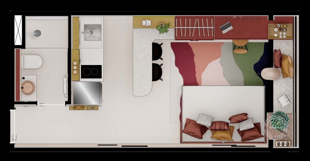 Planta 01 - 1 dorm 24,01m² - studio