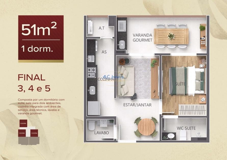 Apartamento à venda com 1 quarto, 1 suíte, 1 vaga e 51m² no Vila Caiçara, Praia Grande (SP) — foto 10 de 22