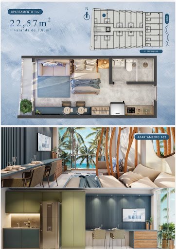Apartamento à venda com 1 quarto, 1 suíte, 1 vaga e 34m² no Merepe II Porto de Galinhas, Ipojuca (PE) — foto 10 de 11
