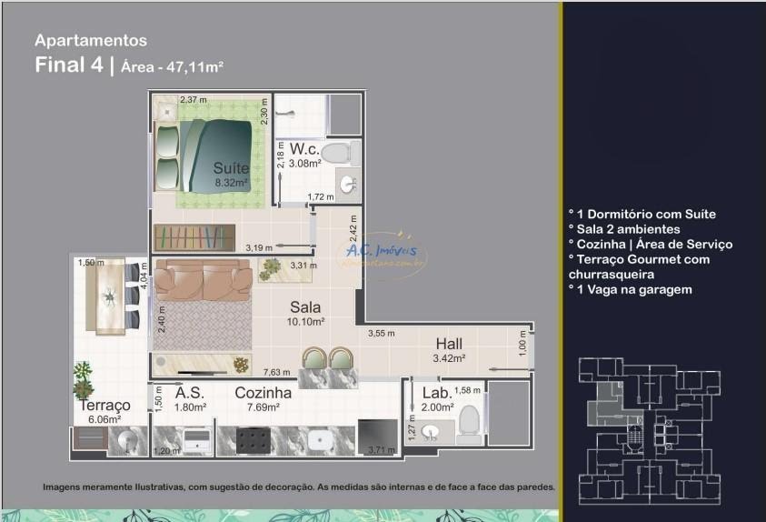 Apartamento à venda com 2 quartos, 1 suíte, 1 vaga e 64m² no Vila Caiçara, Praia Grande (SP) — foto 9 de 30