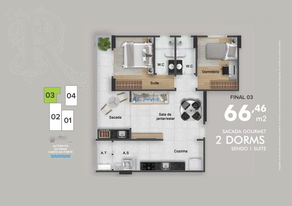Apartamento à venda com 2 quartos, 1 suíte, 1 vaga e 66m² no Canto do Forte, Praia Grande (SP) — foto 16 de 18