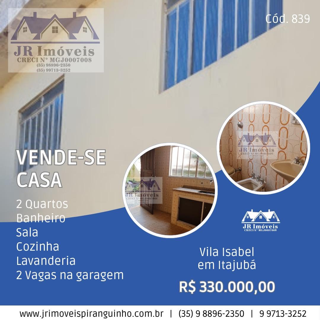 Casa à venda com 2 quartos, 1 banheiro, 2 vagas e 189m² no Vila Isabel, Itajubá — foto principal