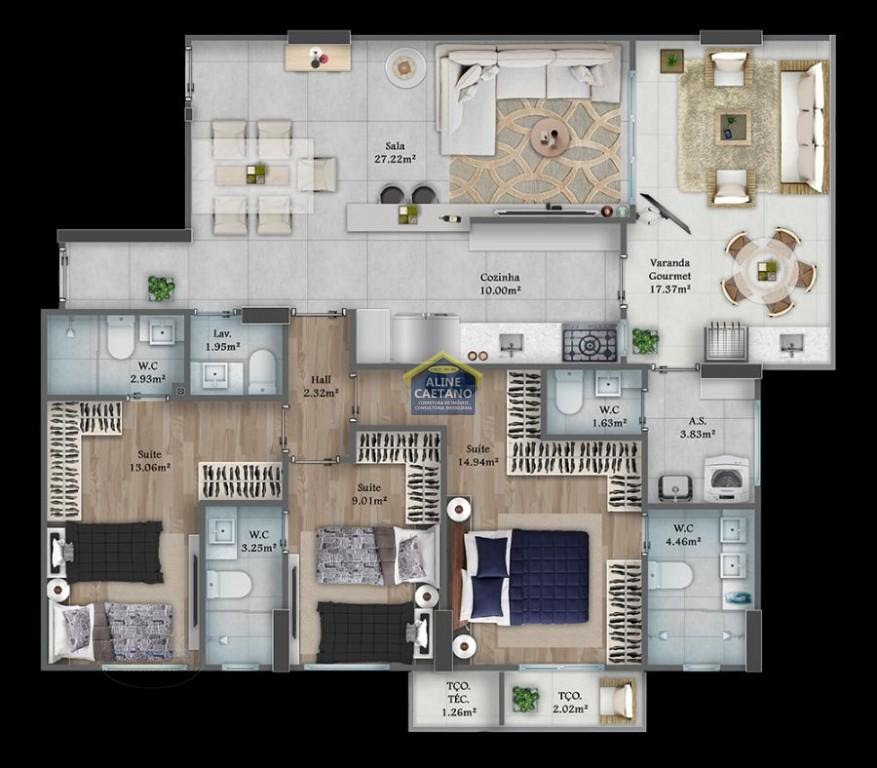 Apartamento à venda com 3 quartos, 3 suítes, 3 vagas e 127m² no Canto do Forte, Praia Grande (SP) — foto 30 de 30