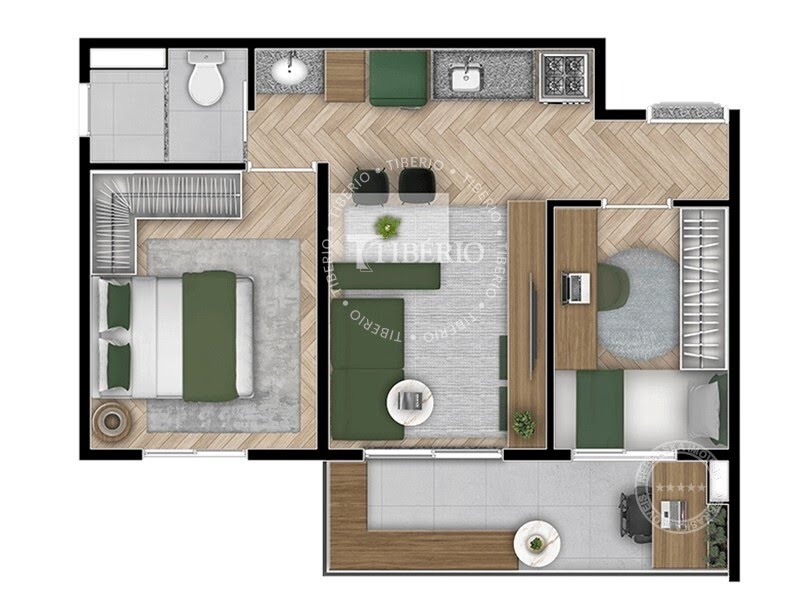 Planta 04 - 2 dorm 42 02m²