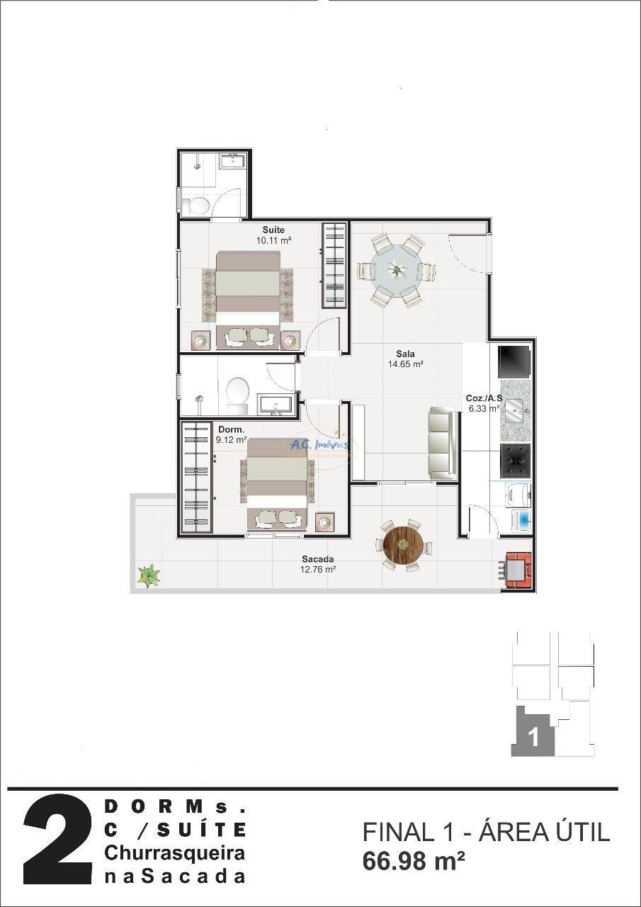 Apartamento à venda com 2 quartos, 1 suíte, 1 vaga e 64m² no Nova Mirim, Praia Grande (SP) — foto 23 de 30
