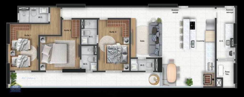 Apartamento à venda com 3 quartos, 3 suítes, 2 vagas e 138m² no Guilhermina, Praia Grande (SP) — foto 13 de 14