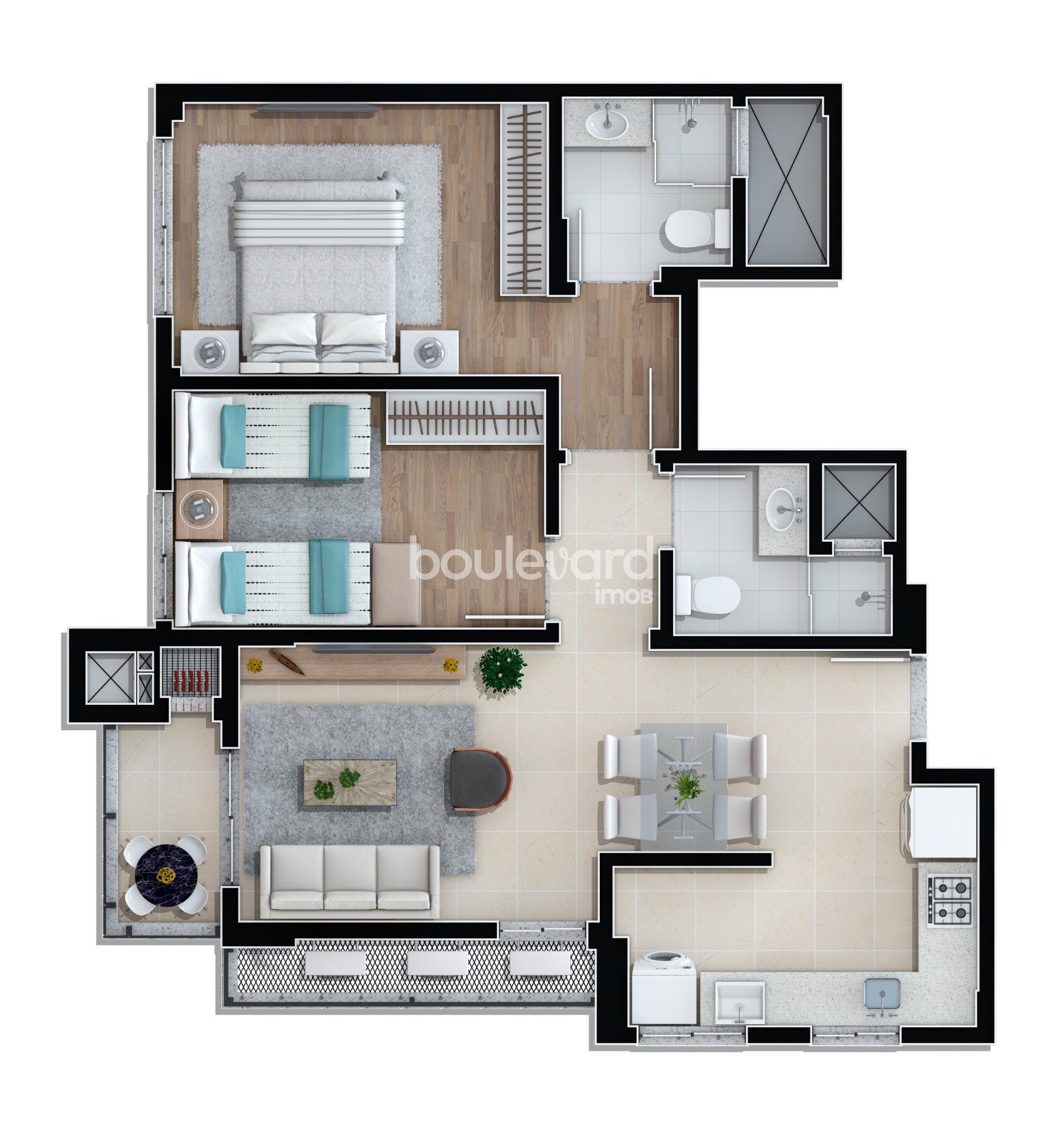 Apartamento à venda com 2 quartos, 1 suíte, 1 vaga e 64m² no Barreiros, São José (SC) — foto 12 de 14