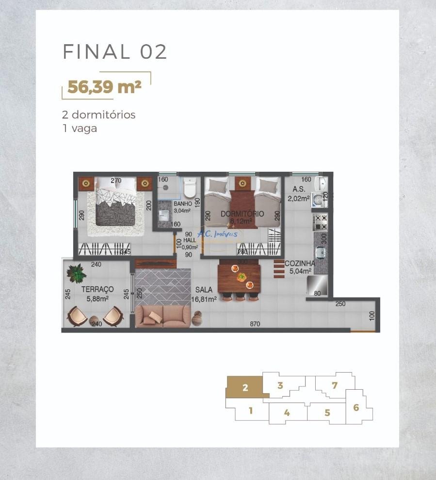 Apartamento à venda com 2 quartos, 1 banheiro, 1 vaga e 56m² no Nova Mirim, Praia Grande (SP) — foto 13 de 14