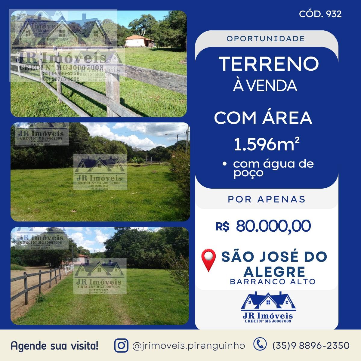Terreno à venda com 1596m² de terreno no Barranco Alto, São José do Alegre — foto principal