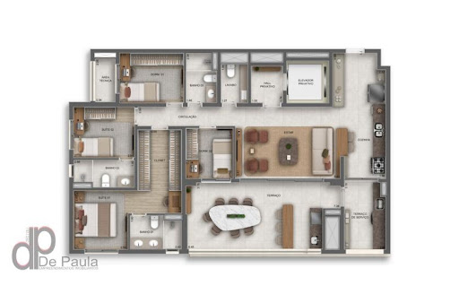 Planta aptop 137 m2 - 4 dorm (2 suites)