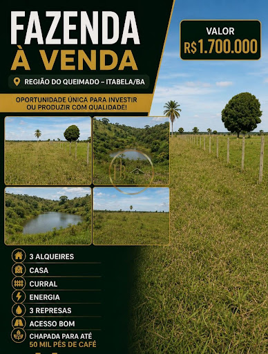 Fazenda à Venda no Queimado, Itabela por R$ 1,7 Mi