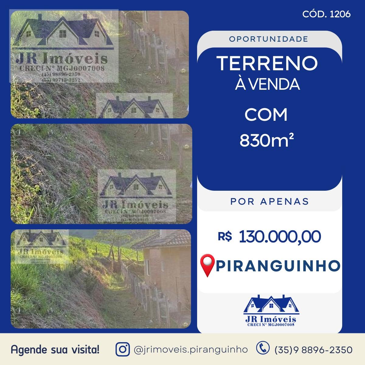 Terreno à venda com 830m² de terreno no Bairro Laje, Piranguinho — foto principal
