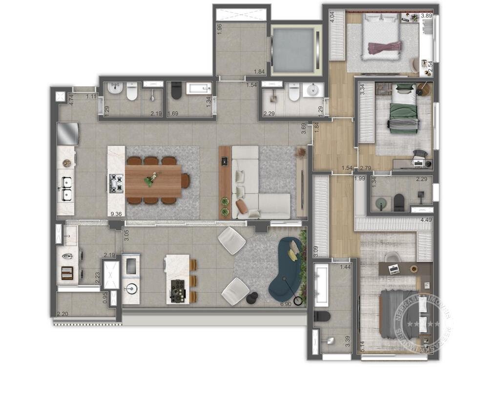 Planta 02 - 3 dorm 151 82m² - opção