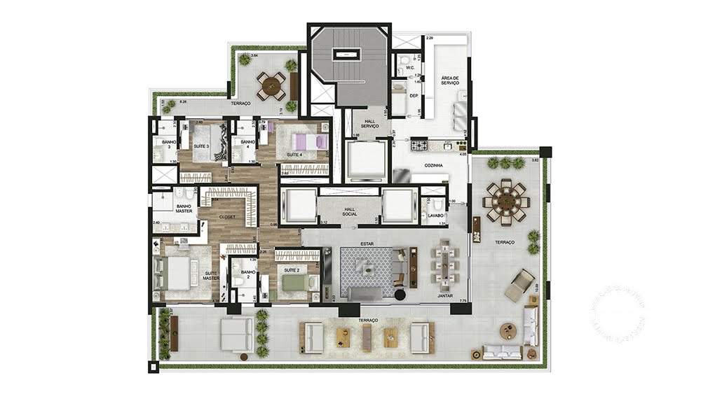 Planta 02 - 4 dorm 312m²