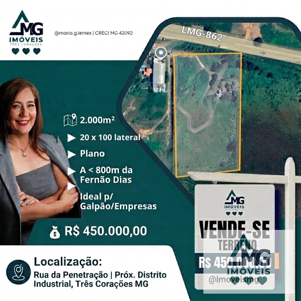 Terreno à venda com 2000m² de terreno no Proximo Br 381 Fernão Dias, Três Corações — foto principal