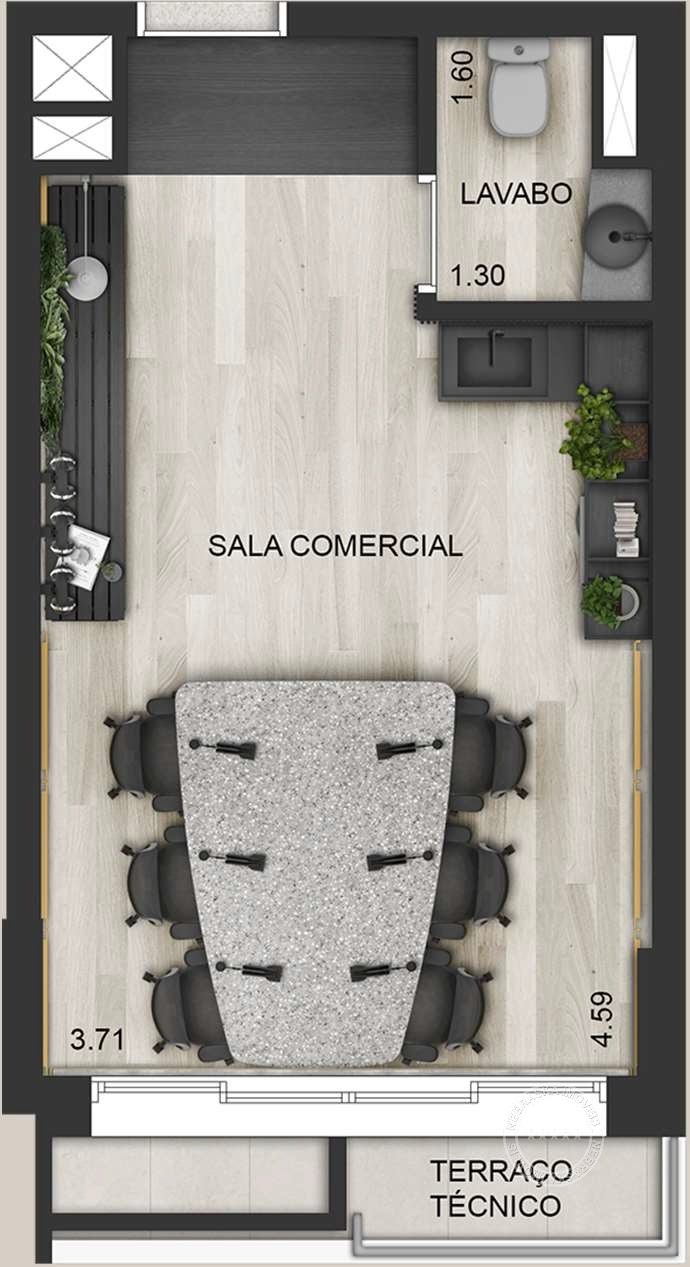 Planta 01 - 26m² - sala