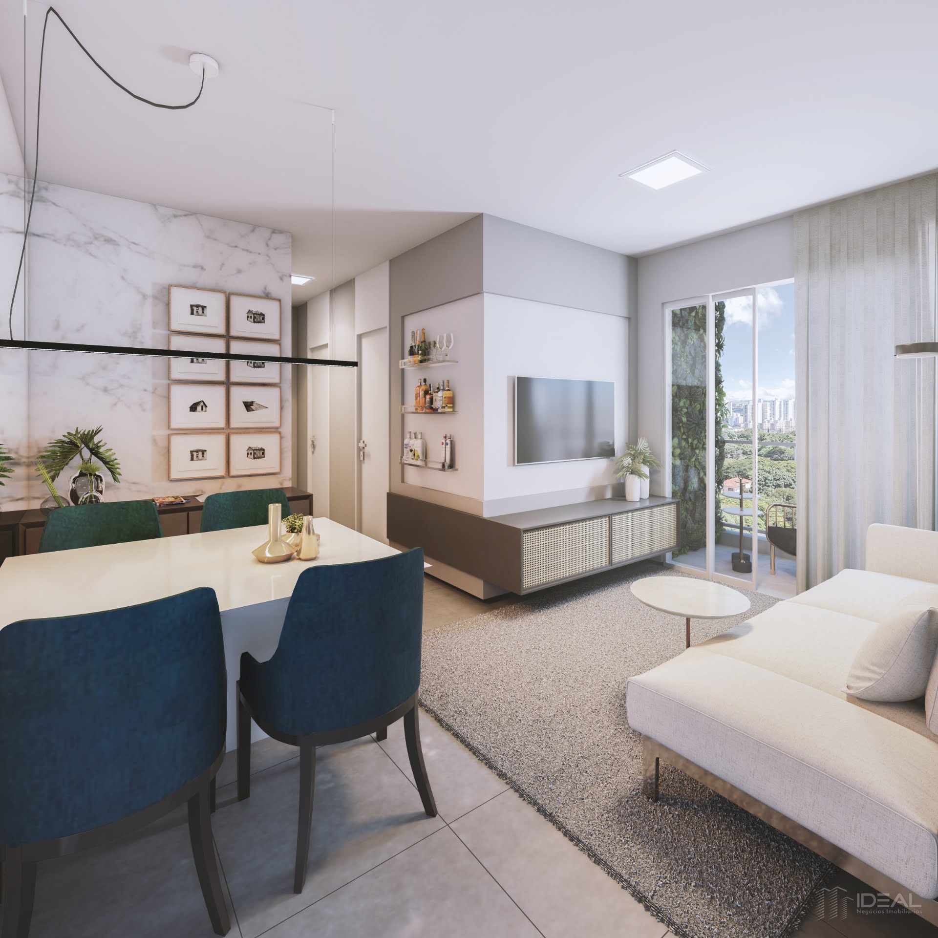 Sala Apartamento do Revir Luna da Construtora Melo Braga no Parque João Maria em Campos dos Goytacazes