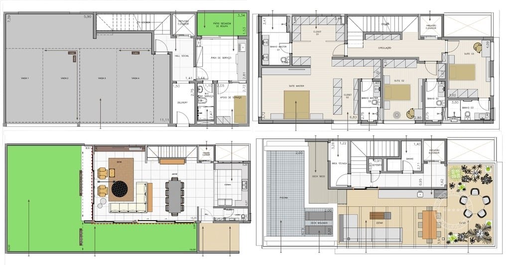 Planta 01 - 3 dorm 396 50m²