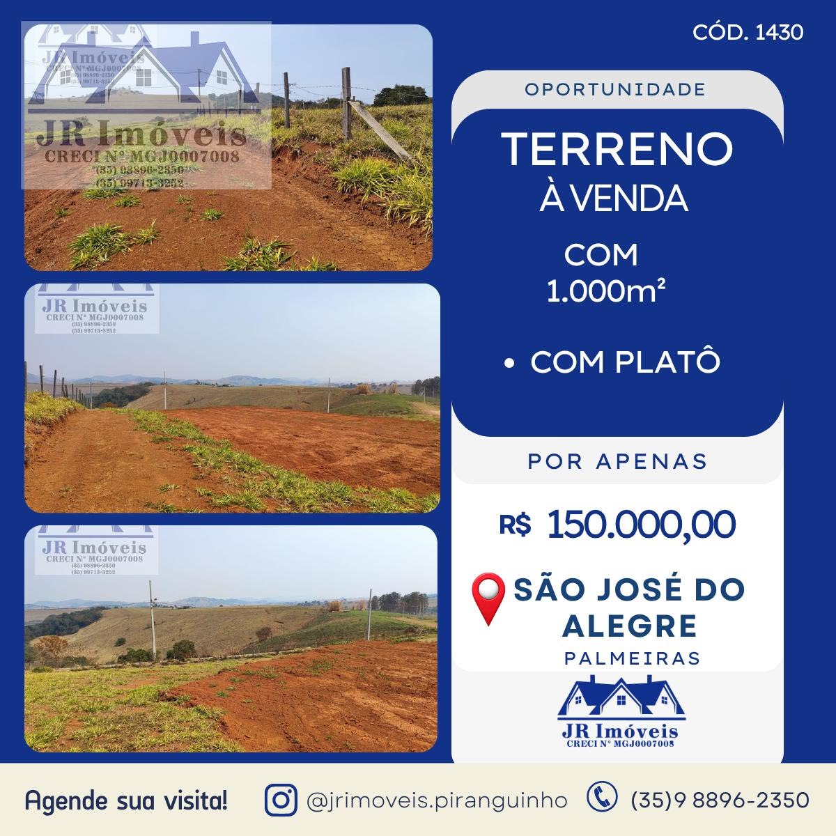 Terreno à venda com 1000m² de terreno no Palmeiras, São José do Alegre — foto principal