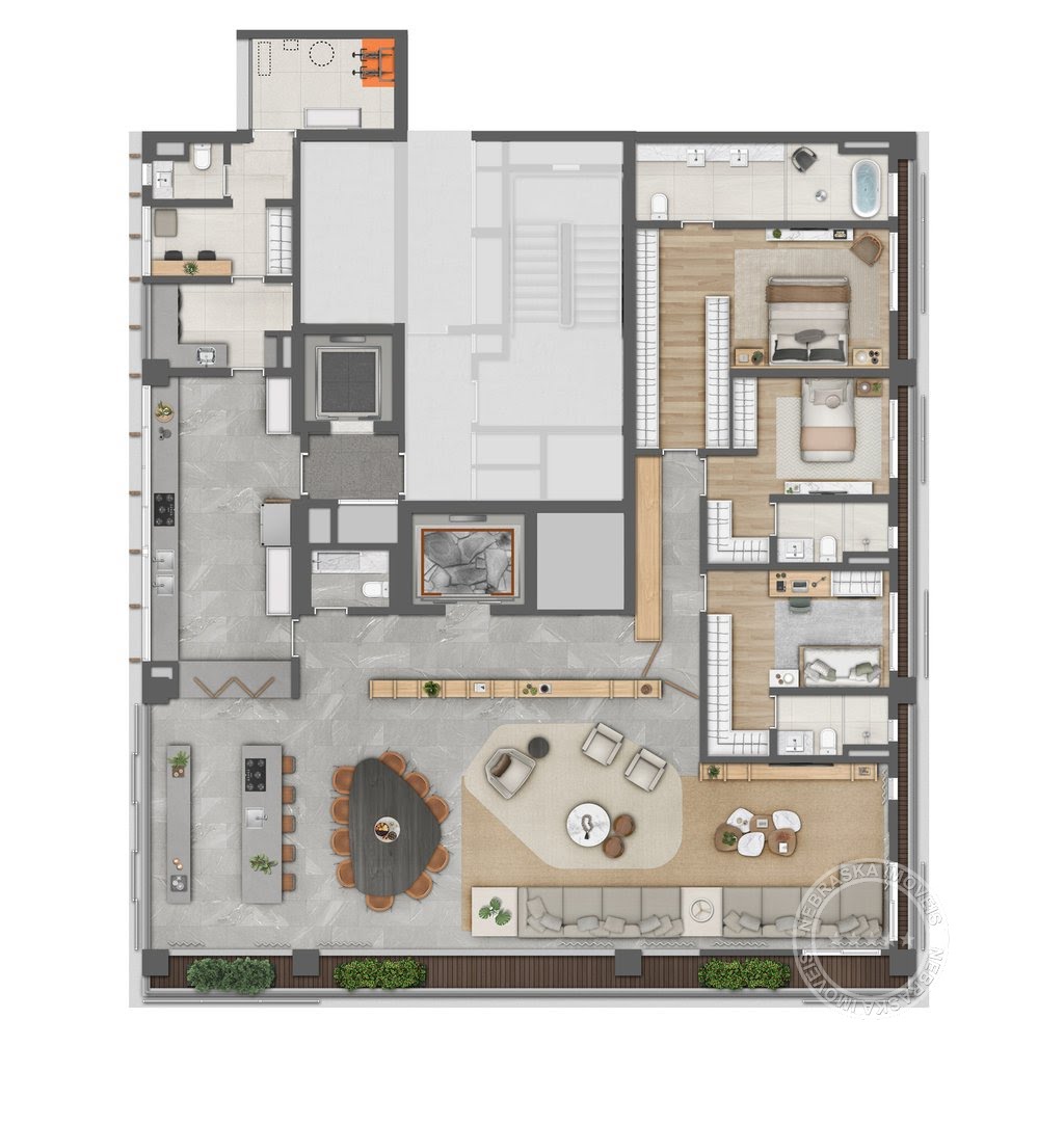 Planta 01 - 3 dorm 288m²